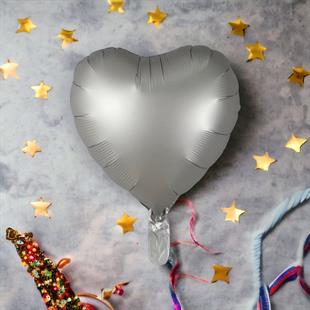 Satin Mat Gri Taş Rengi Kalp Folyo Balon 40 cm
