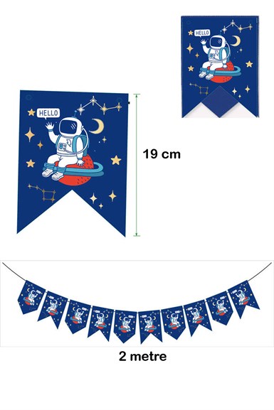 Uzay Astronot Temalı Lacivert Banner
