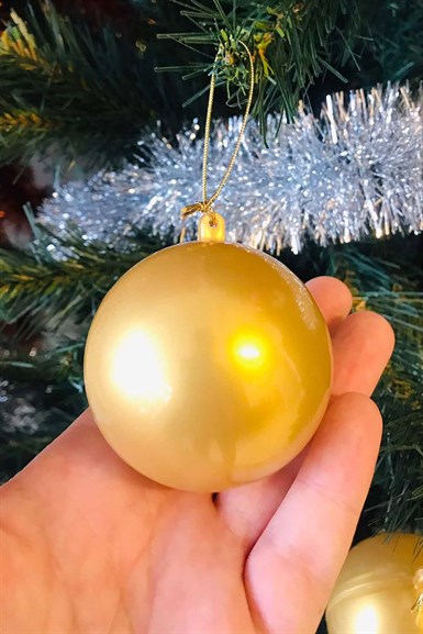 Yılbaşı Opak Gold Süpriz Topu Ağaç Süsü 6 cm 6 lı