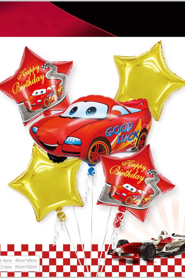 Yarış Temalı Cars Arabalar Folyo Balon Seti 5 Parça