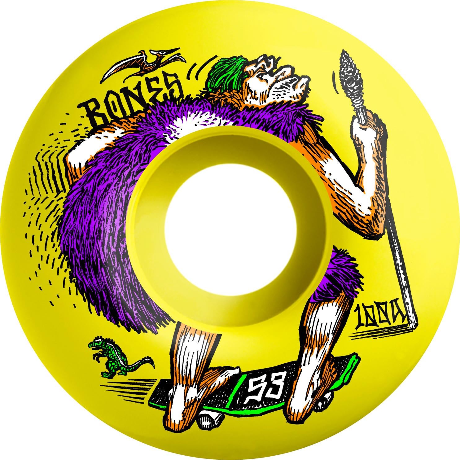 Bones 100s Og Neonderthal Yellow 53MM V4 100A Wheels 