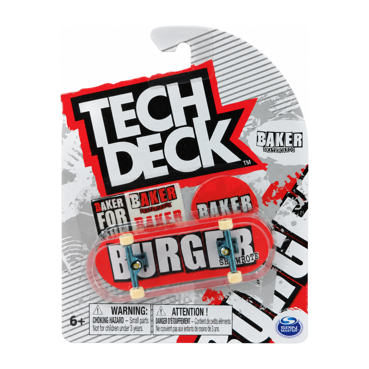 Tech Deck + Hediye Sticker Paketli Parmak Kaykayı Baker Burger Skateboards 