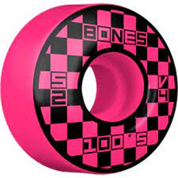 Bones 100s Block Party Pink 52mm V4 100A Wheels 