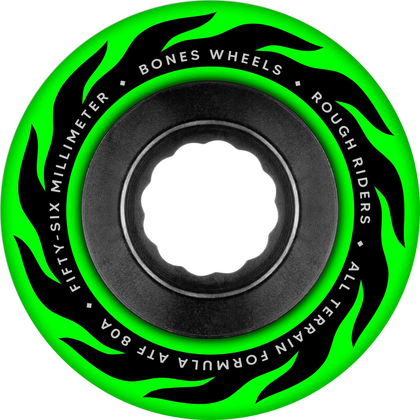 Bones ATF Rough Rider Eternal Flame 56MM 80A Green Wheels 