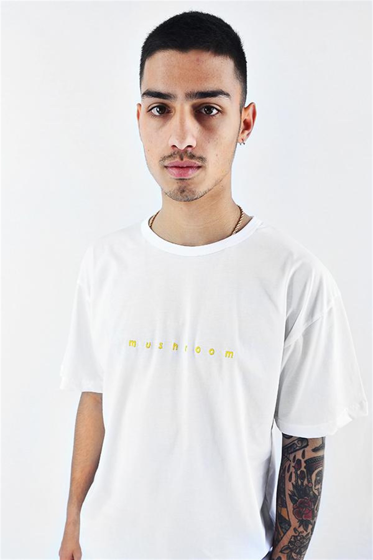 MUSHROOM Logo Embroidered White