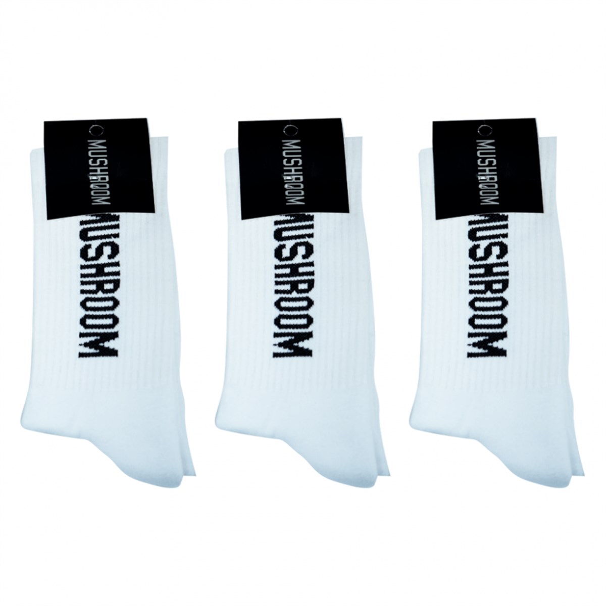 Mushroom Socks-White & Black 3 Pcs