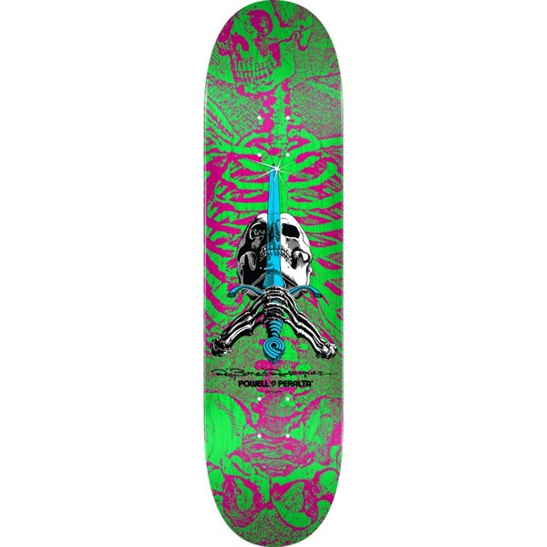 POWELL PERALTA 8.0 SKULL AND SWORD PINK GREEN DECK PROFESYONEL KAYKAY TAHTASI 