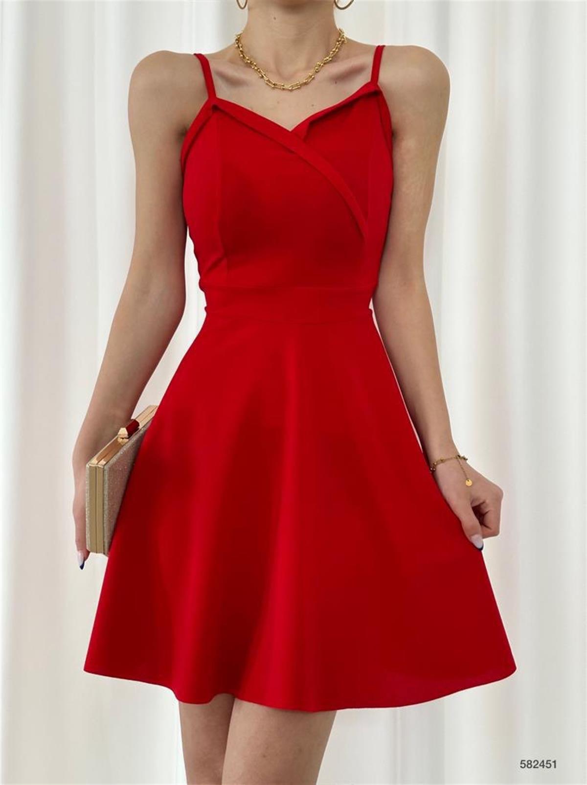 Kırmızı Askılı Mezuniyet Elbisesi