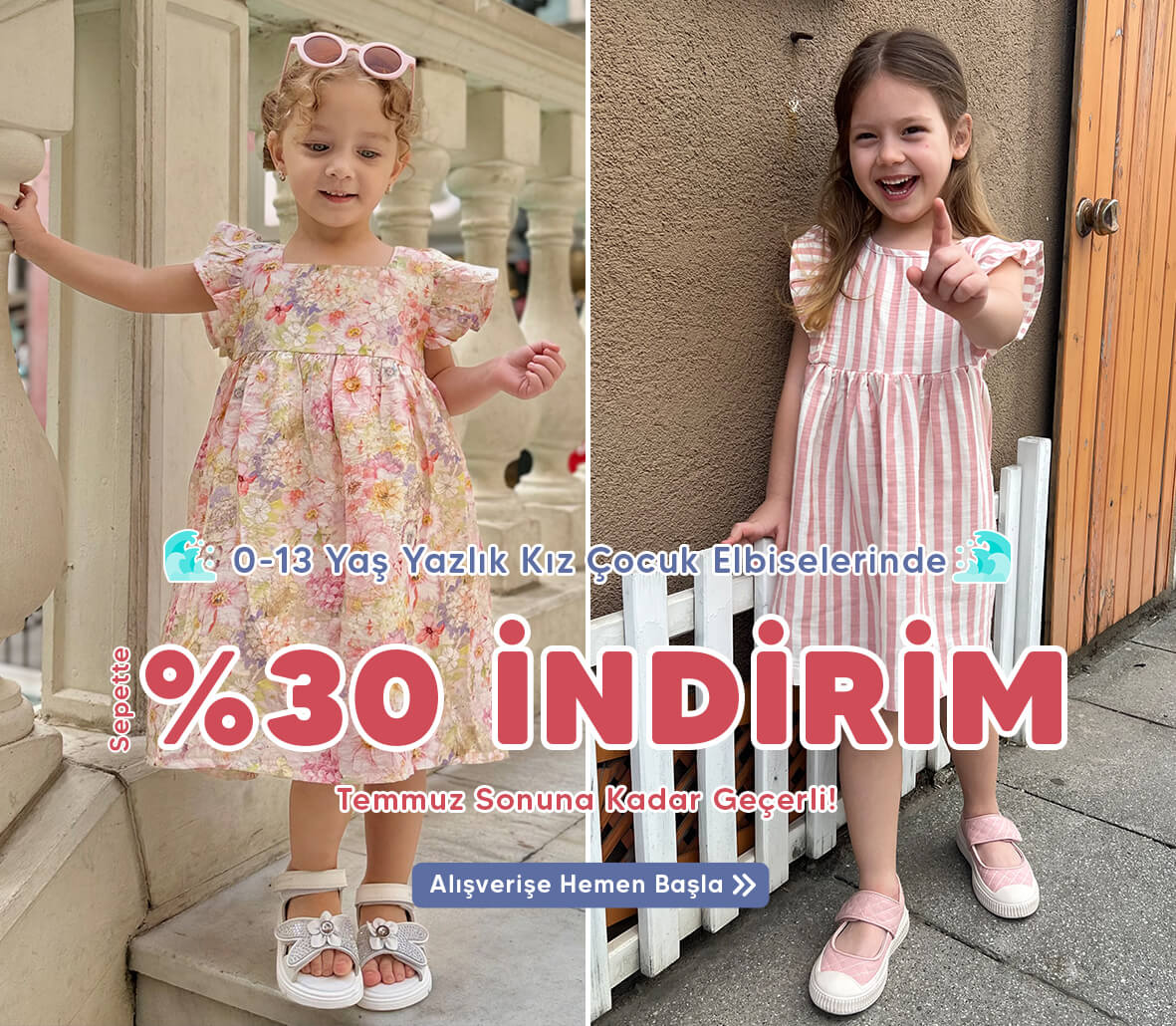 Eğlenceli Yazlık Kız Çocuk Elbiselerini Yaz Sezonuna Özel %30 İndirimle Kaçırma!