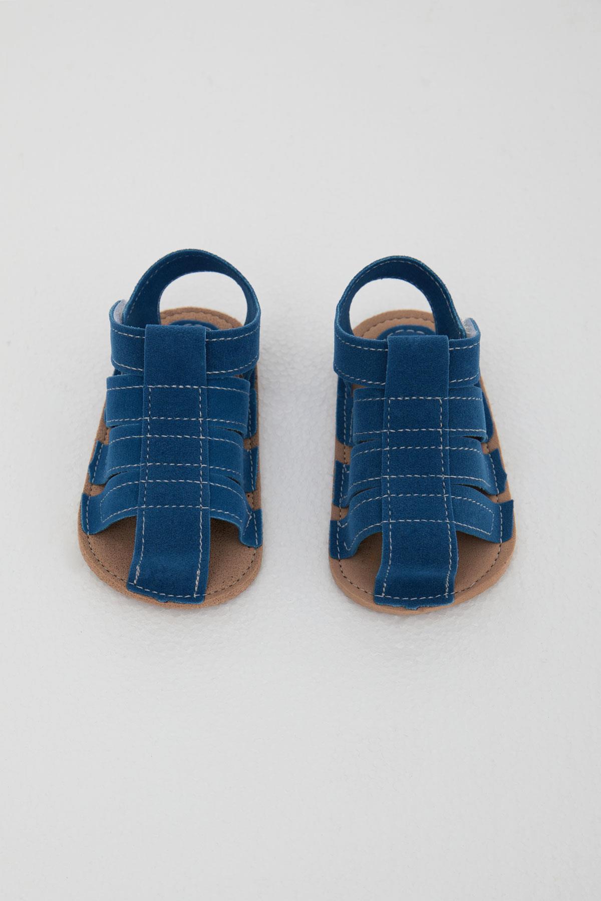 Bebecino Erkek Bebek Nubuk Sandalet Cırtlı Saks Mavisi (18 Numara-19 Numara)