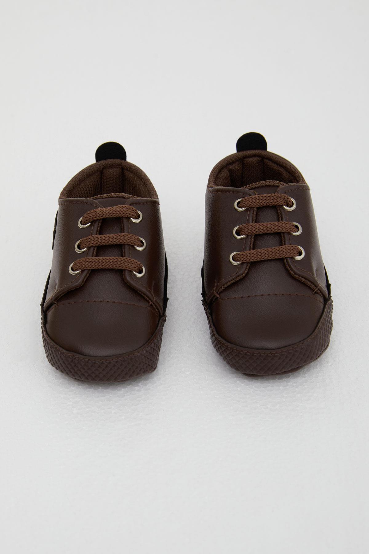 Bebecino Erkek Bebek Patik Ayakkabı Deri Armalı Koyu Kahve (18 Numara-19 Numara)