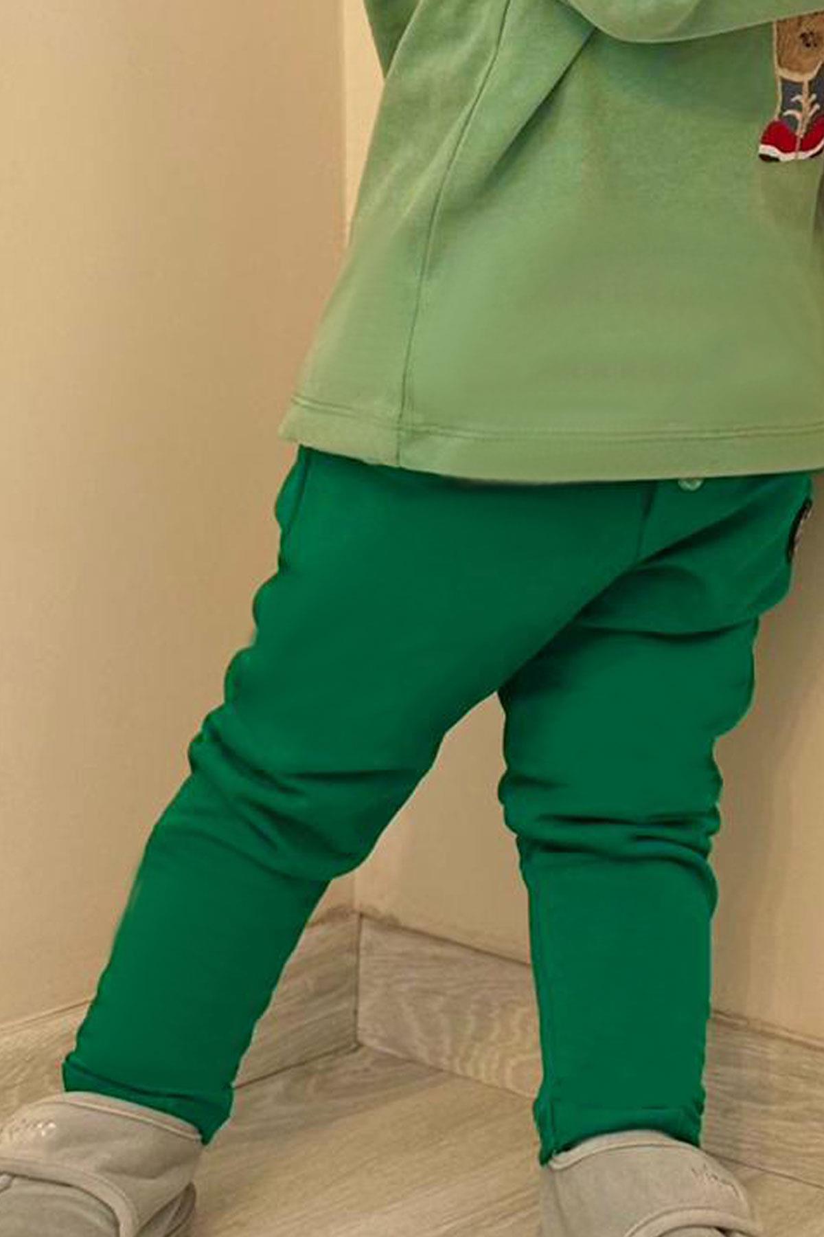 Breeze Erkek Bebek Alt Düğme Aksesuarlı Armalı Cepli Yeşil (9 Ay-3 Yaş)