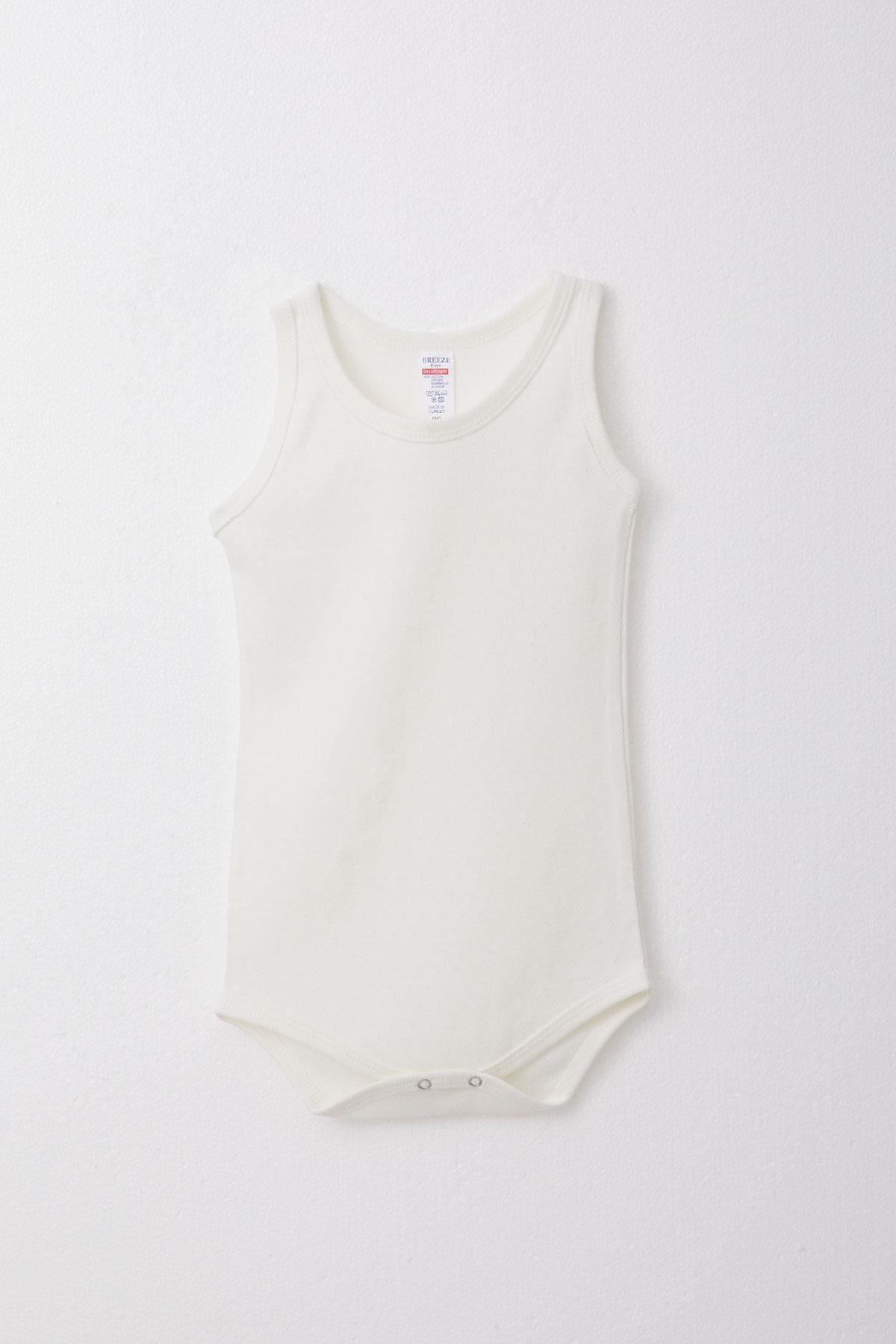 Breeze Erkek Bebek Çıtçıtlı Atlet Zıbın Body Jakarlı Ekru (9 Ay-3 Yaş)