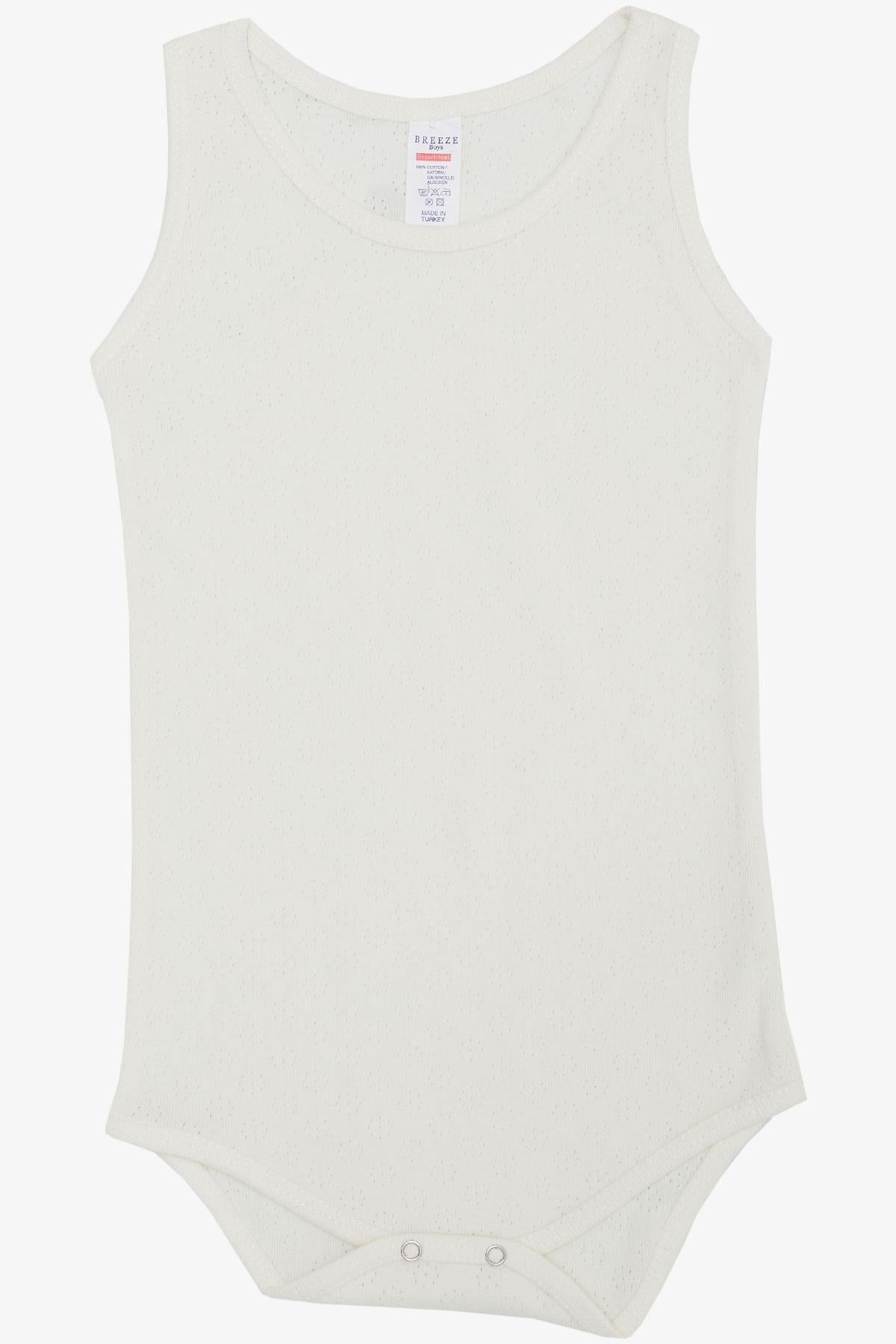 Breeze Erkek Bebek Çıtçıtlı Atlet Zıbın Body Jakarlı Ekru (9 Ay-3 Yaş)