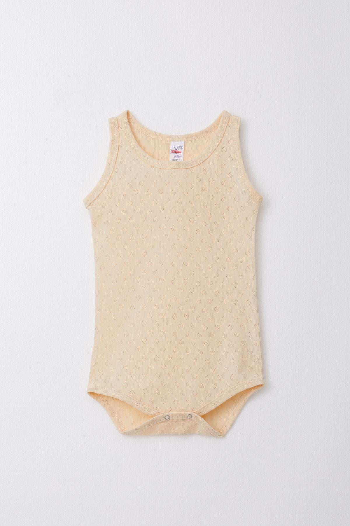 Breeze Erkek Bebek Çıtçıtlı Atlet Zıbın Body Jakarlı Krem (9 Ay-3 Yaş)