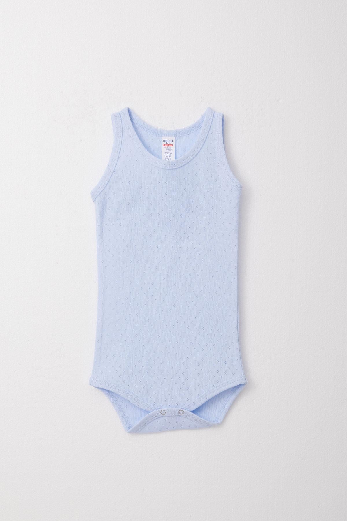 Breeze Erkek Bebek Çıtçıtlı Atlet Zıbın Body Jakarlı Açık Mavi (9 Ay-3 Yaş)