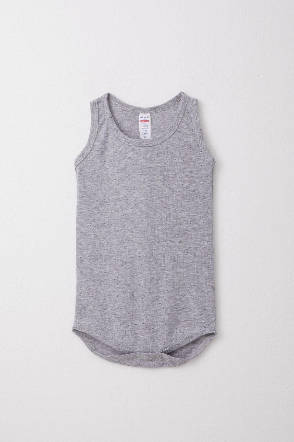 Breeze Erkek Bebek Çıtçıtlı Atlet Zıbın Body Jakarlı Gri Melanj (9 Ay-3 Yaş)