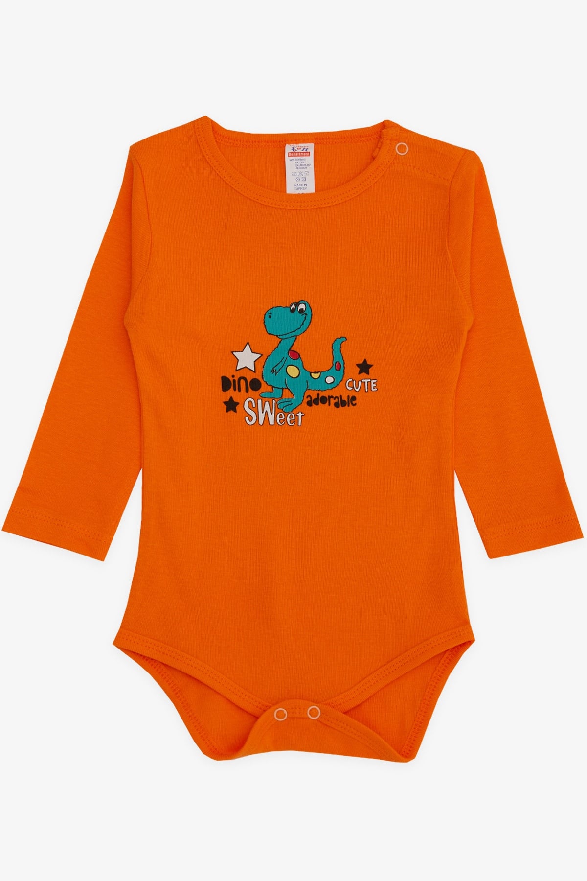 Breeze Erkek Bebek Çıtçıtlı Body Sevimli Dinozor Baskılı Turuncu (9 Ay-3 Yaş)