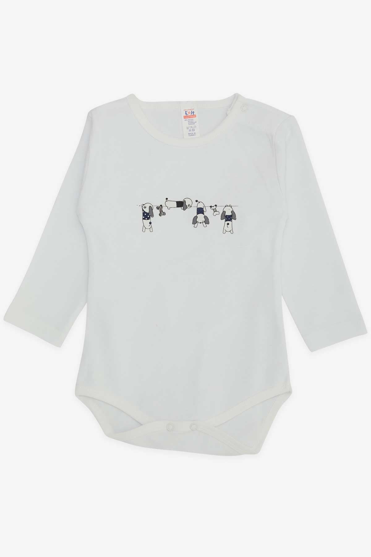 Breeze Erkek Bebek Çıtçıtlı Body Yaramaz Köpekçik Baskılı Beyaz (9 Ay-3 Yaş)