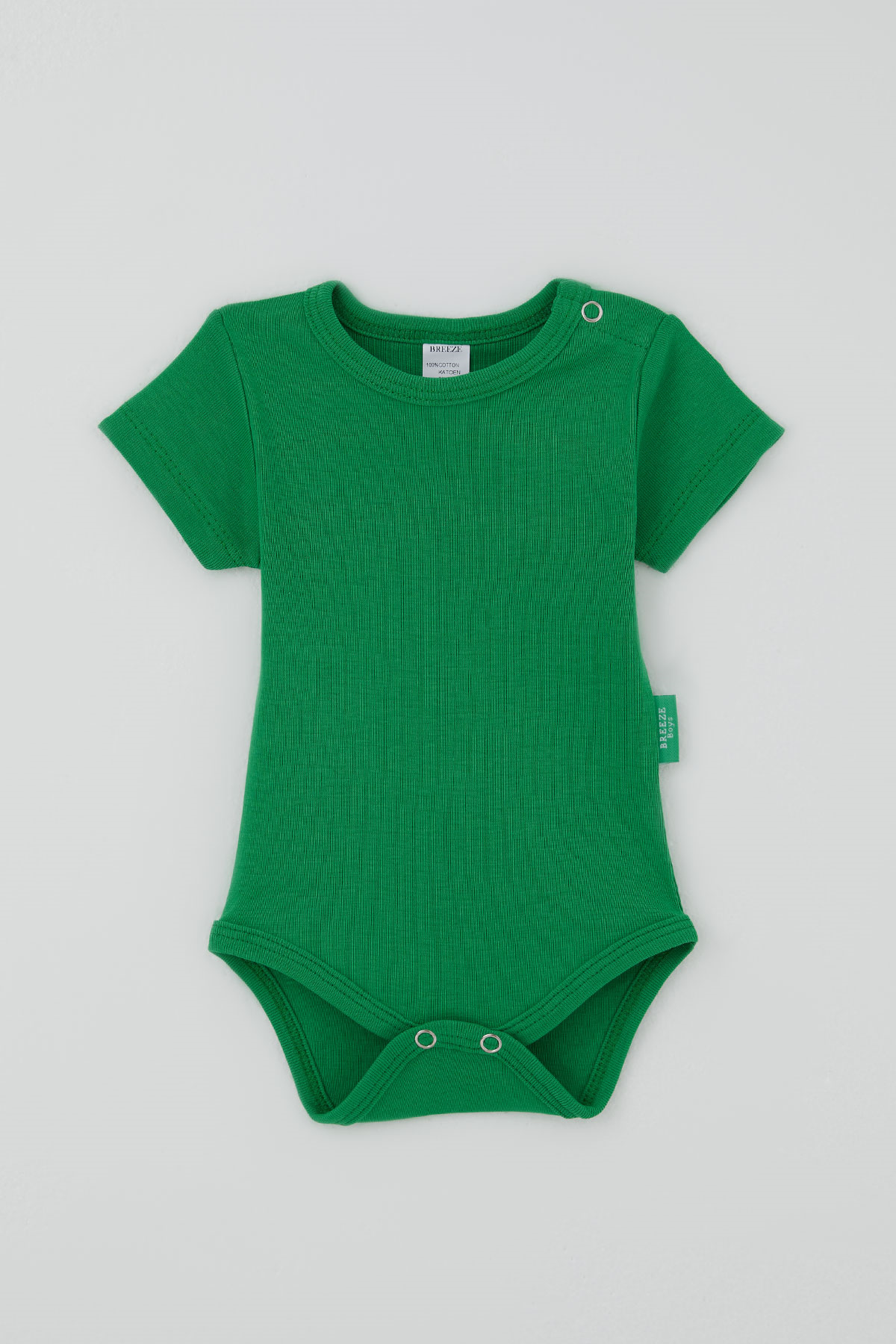 Breeze Erkek Bebek Çıtçıtlı Kısa Kollu Zıbın Body Basic Koyu Yeşil (0-9 Ay)