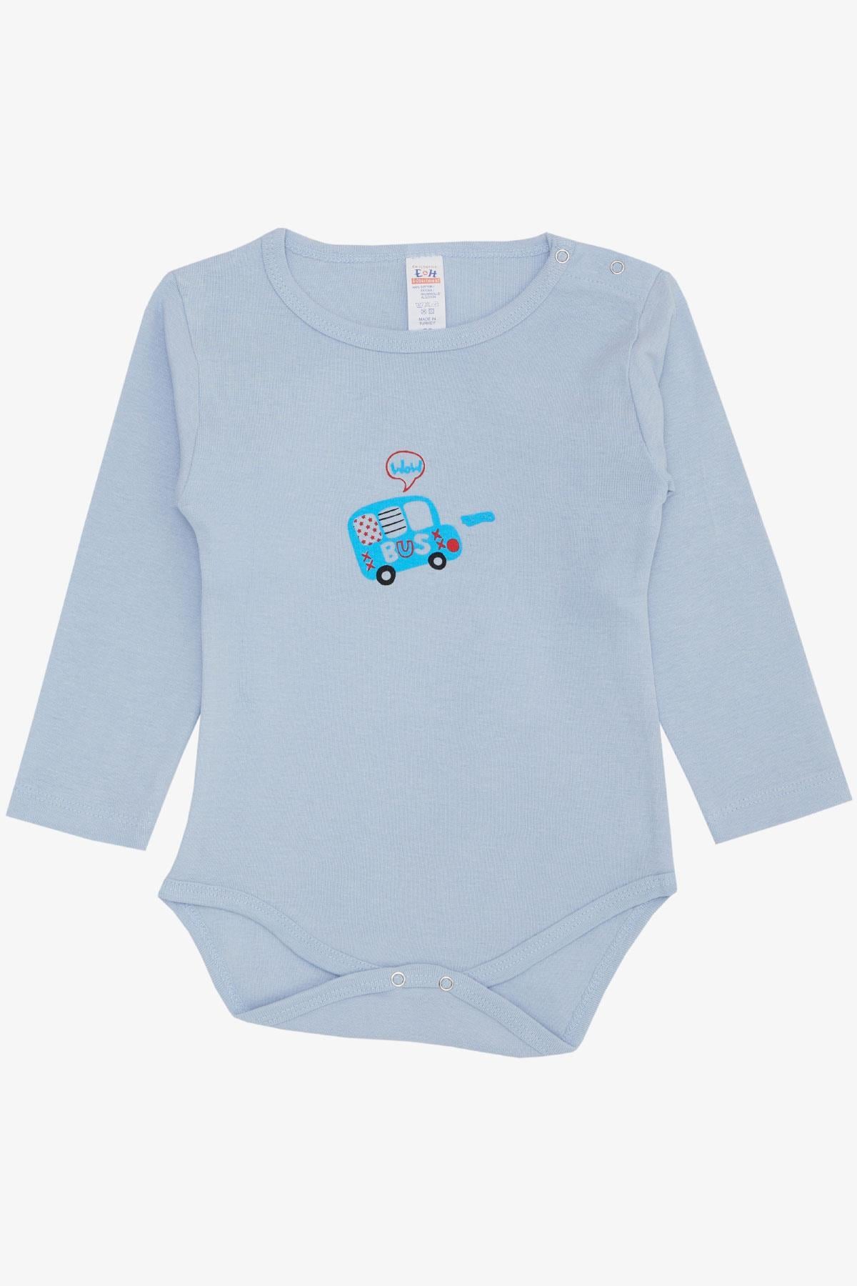 Breeze Erkek Bebek Çıtçıtlı Zıbın Body Araba Baskılı Açık Mavi (9 Ay-3 Yaş)
