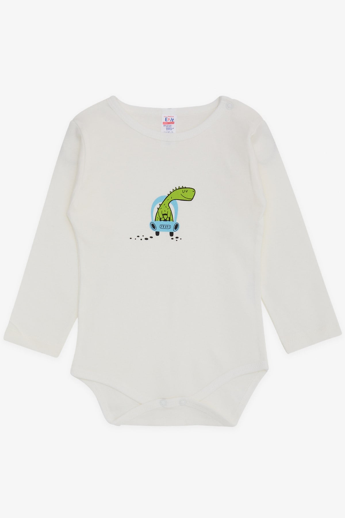 Breeze Erkek Bebek Çıtçıtlı Zıbın Body Dinozor Baskılı Ekru (9 Ay-3 Yaş)