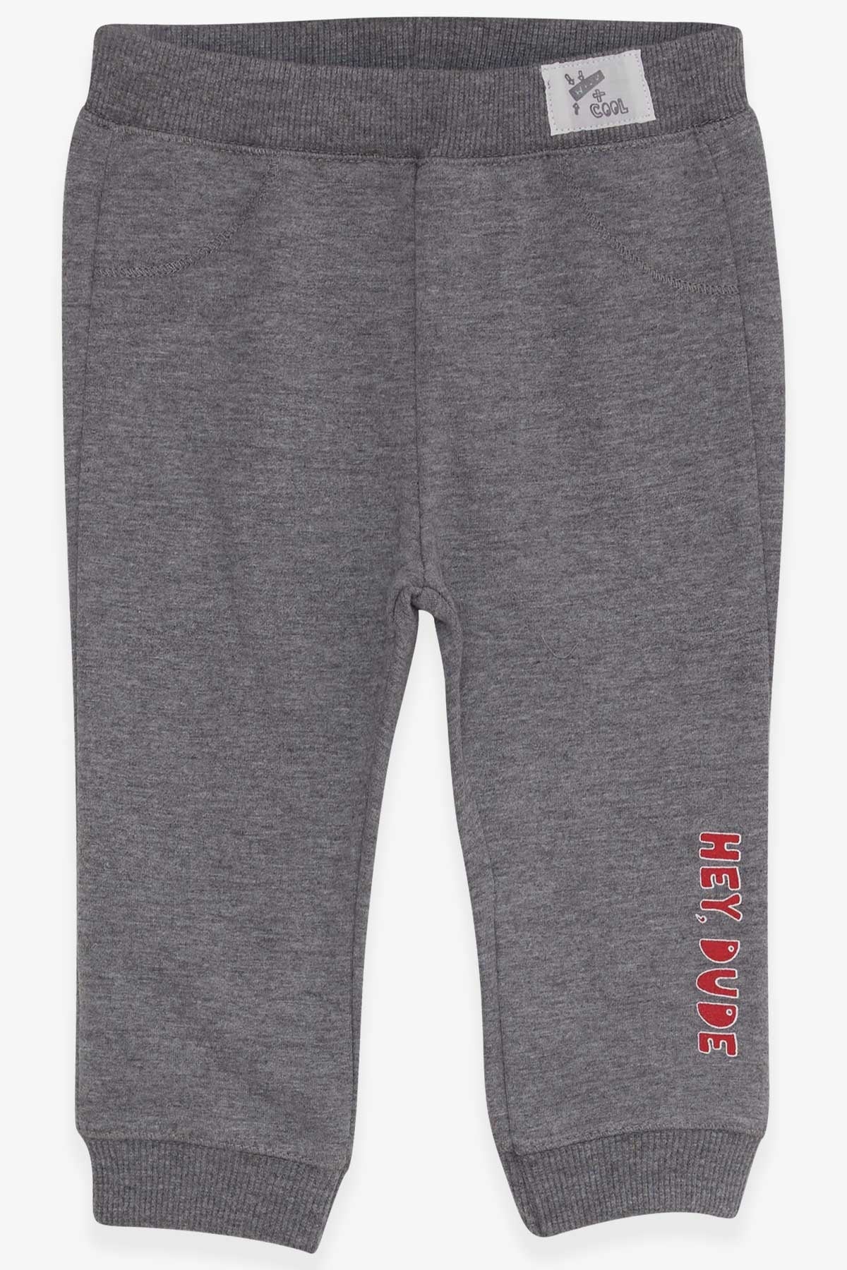 Breeze Erkek Bebek Eşofman Altı Yazı Baskılı Gri Melanj (9 Ay-1.5 Yaş)
