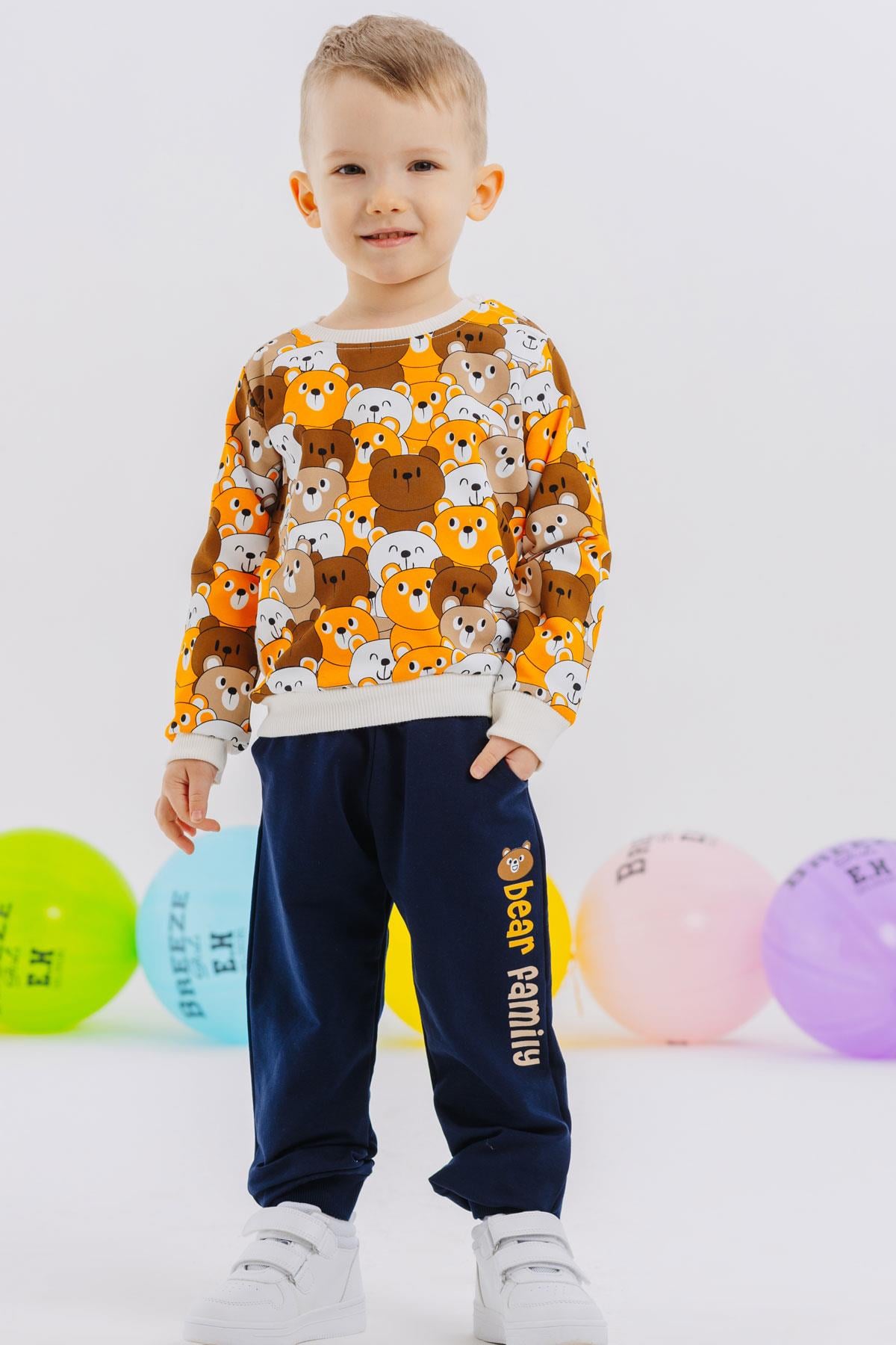 Breeze Erkek Bebek Eşofman Takım Sevimli Ayıcıklar Desenli Karışık Renk (9 Ay-3 Yaş)