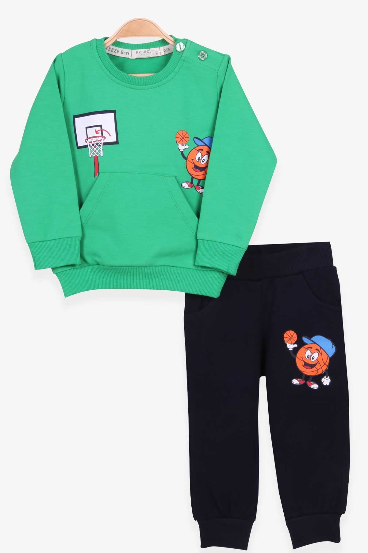 Breeze Erkek Bebek Eşofman Takımı Baskılı Yeşil (9 Ay-3 Yaş)
