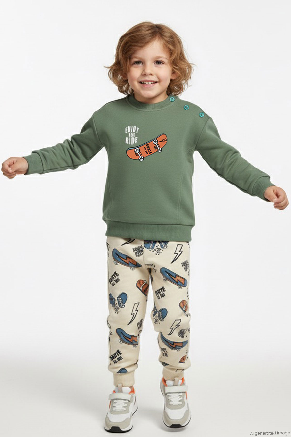 Breeze Erkek Bebek Eşofman Takımı Kaykay Zamanı Mint Yeşili (9 Ay-2 Yaş)