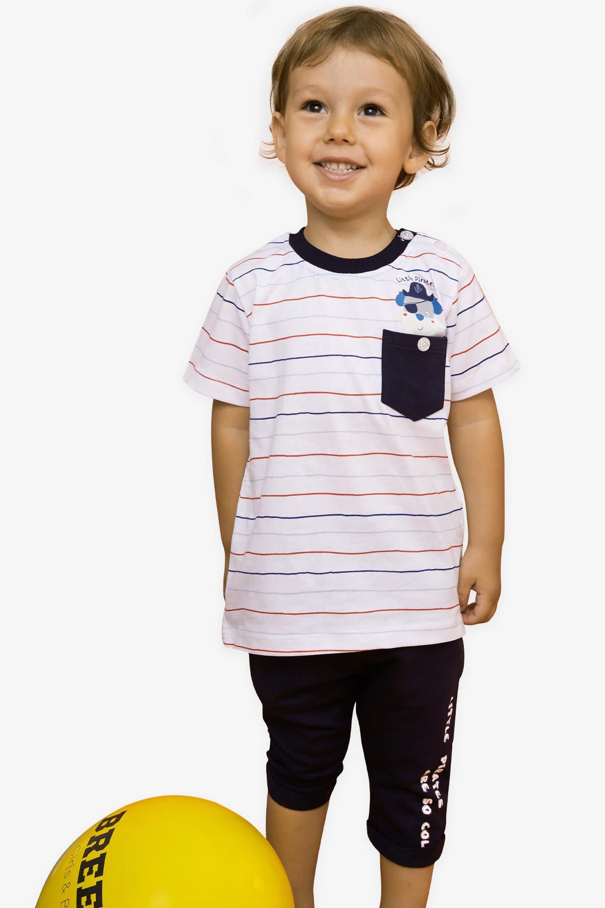 Breeze Erkek Bebek Kapri Pantolonlu Takım Ekru (6 Ay-1.5 Yaş)