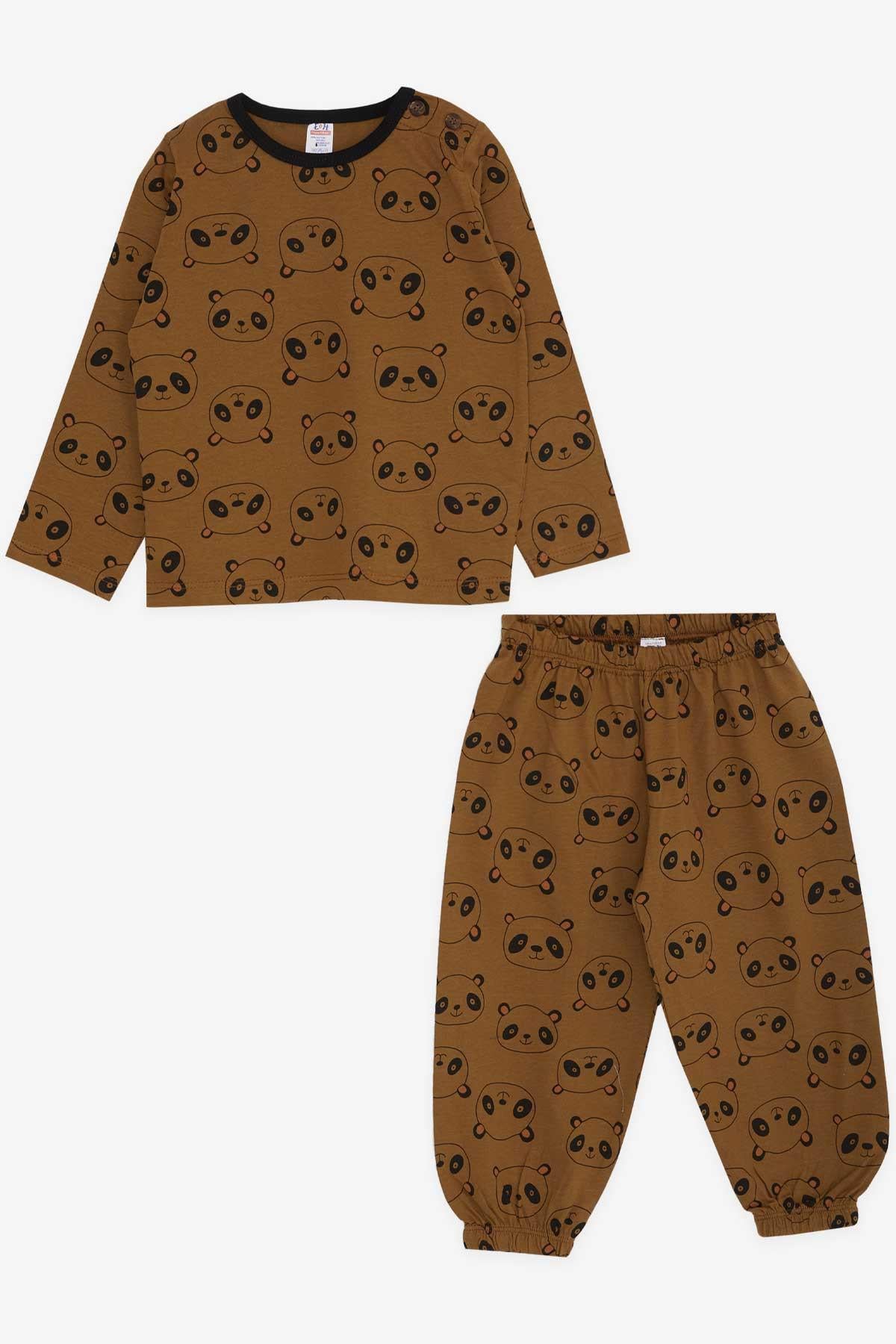 Breeze Erkek Bebek Pijama Takımı Panda Desenli Açık Kahverengi (9 Ay-2 Yaş)