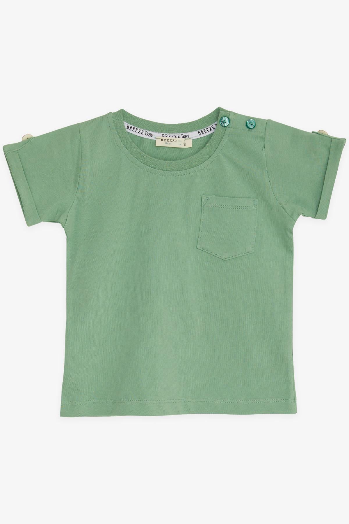 Breeze Erkek Bebek Tişört Cepli Kolları Düğme Aksesuarlı Mint Yeşili (9 Ay-3 Yaş)