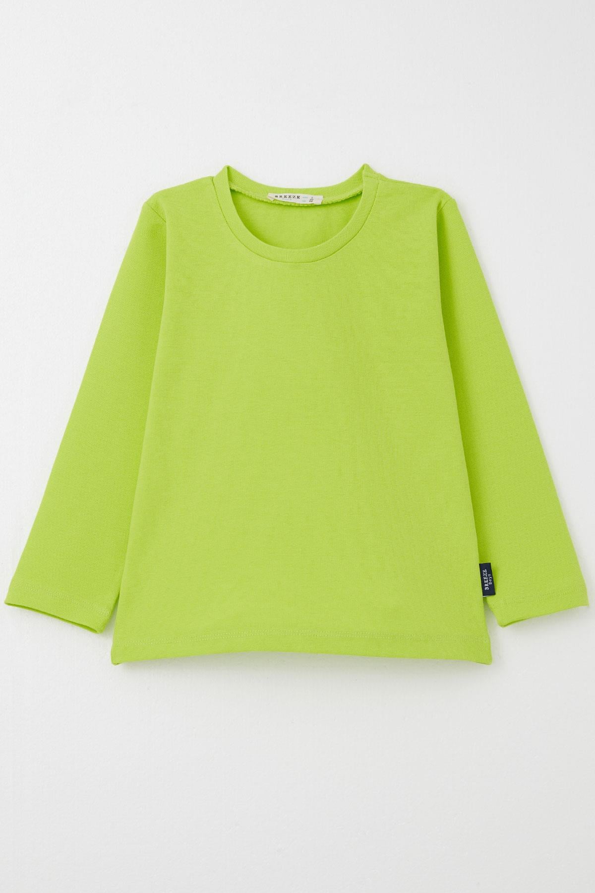 Breeze Erkek Bebek Uzun Kollu Tişört Basic Neon Yeşil (9 Ay-3 Yaş)