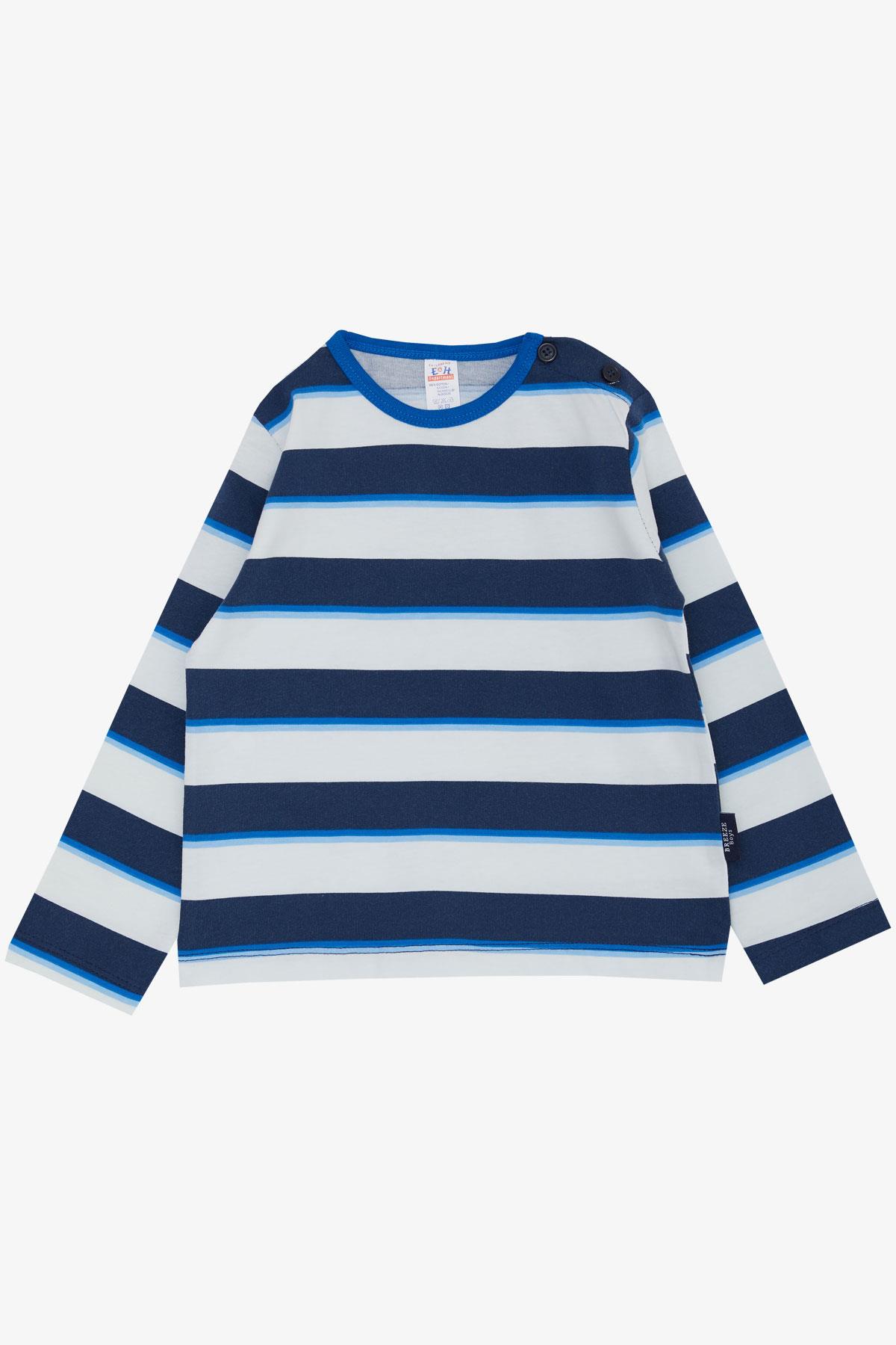 Breeze Erkek Bebek Uzun Kollu Tişört Patlı Çizgili Karışık Renk (9 Ay-3 Yaş)