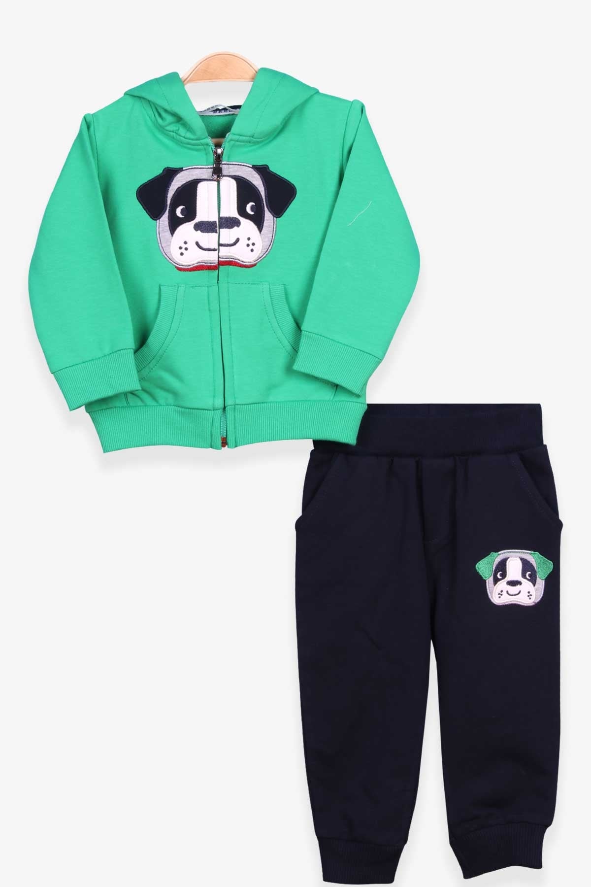 Breeze Erkek Çocuk Eşofman Takımı Köpek Nakışlı Yeşil (1-4 Yaş)