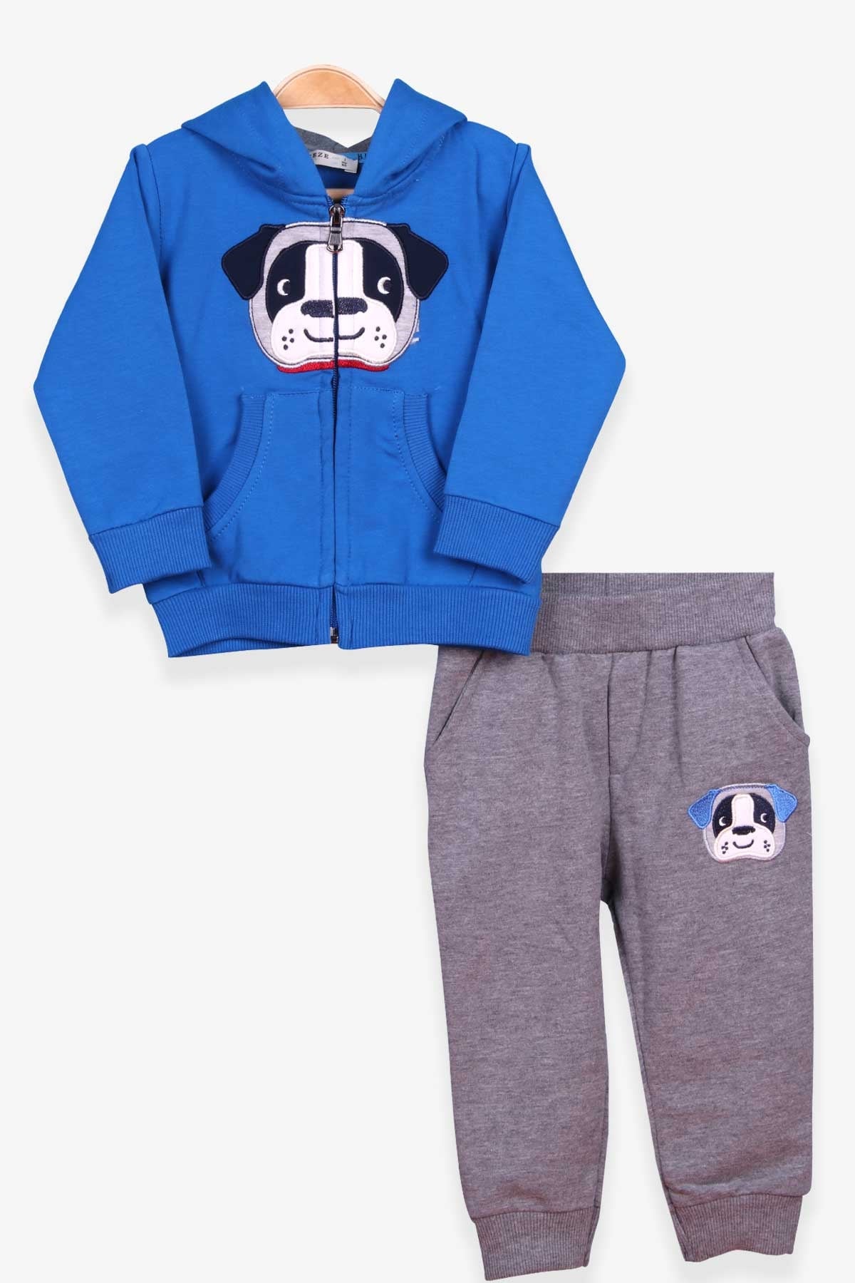 Breeze Erkek Çocuk Eşofman Takımı Köpek Nakışlı Saks Mavisi (1-4 Yaş)