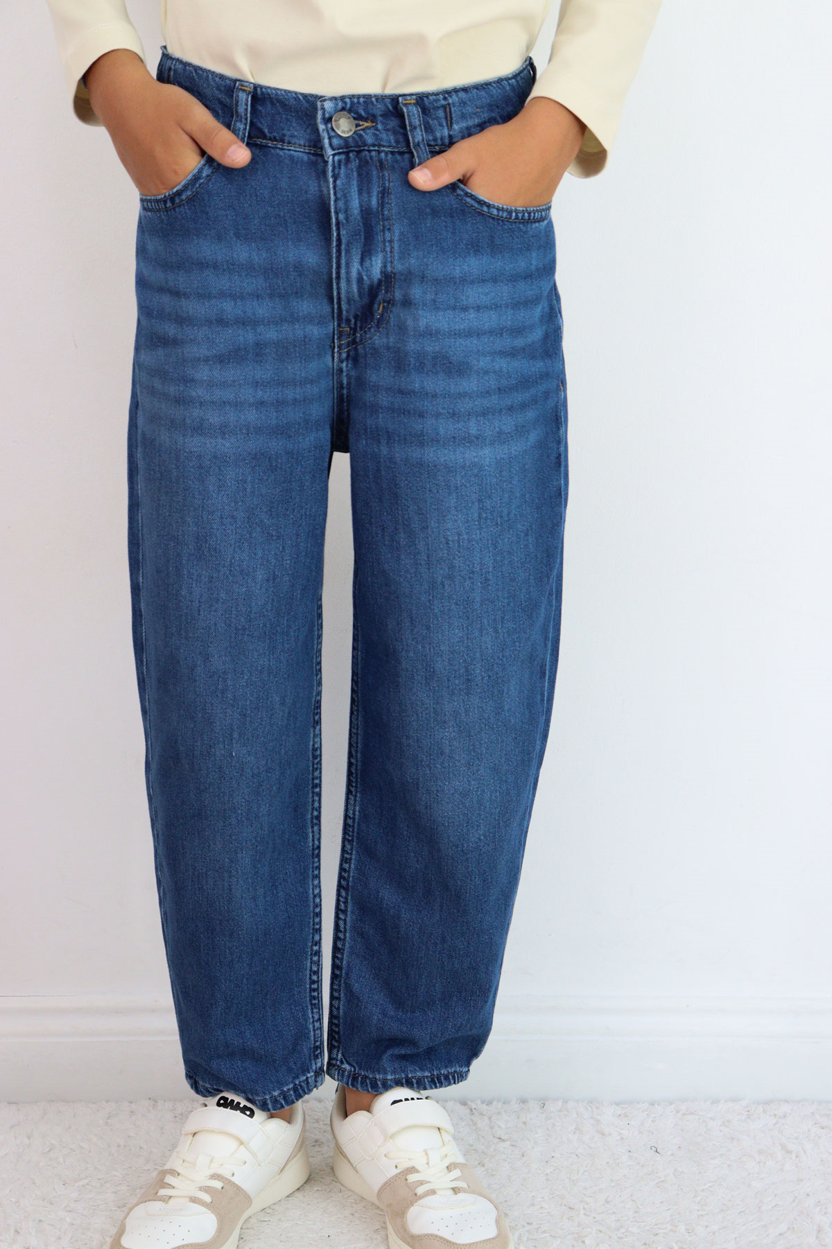 Breeze Erkek Çocuk Jean Pantolon Düğmeli Fermuarlı Cepli Mavi (10-14 Yaş)