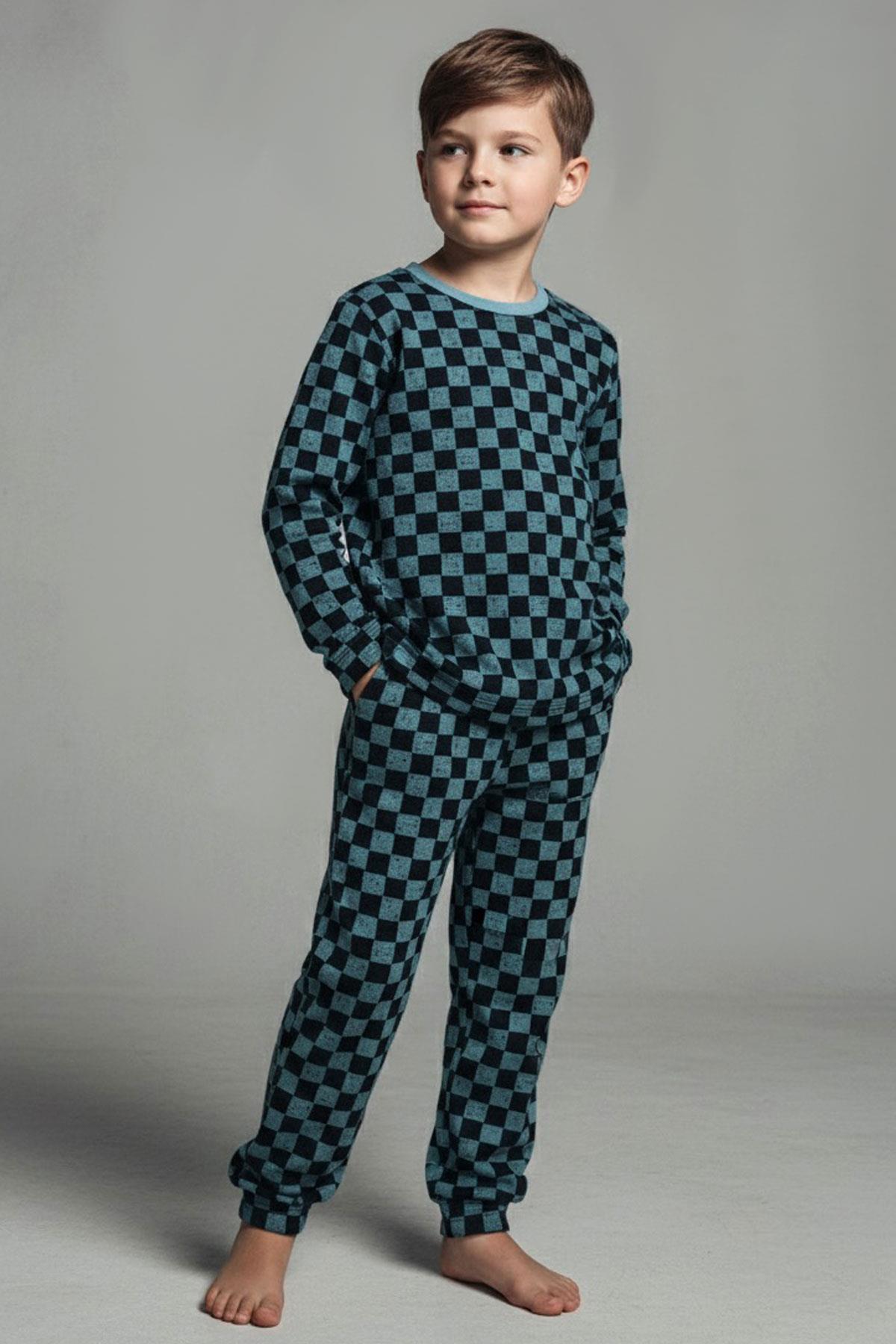 Breeze Erkek Çocuk Pijama Takımı Ekose Desenli Karışık Renk (4-8 Yaş)