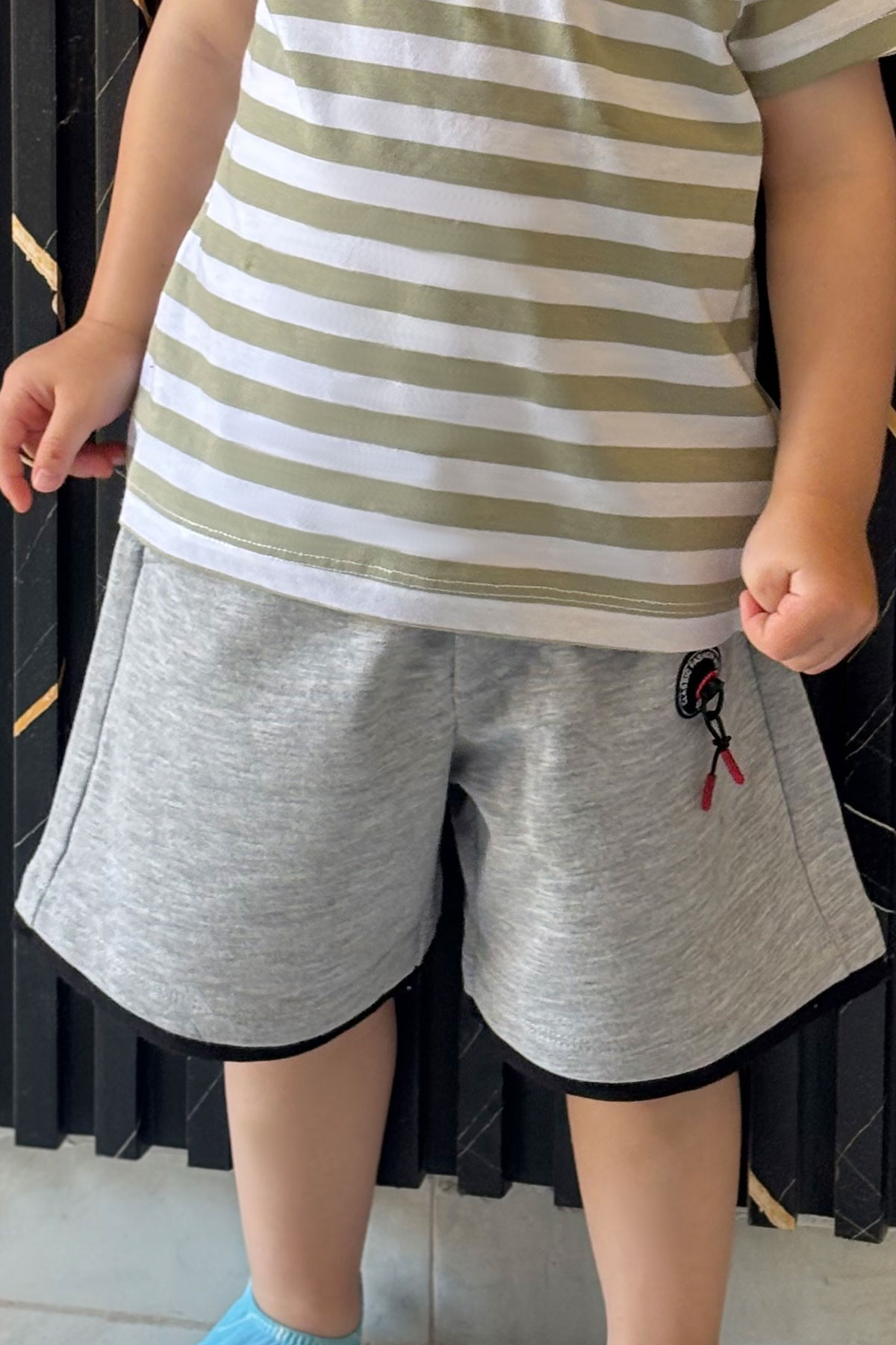 Breeze Erkek Çocuk Şort Cepli Aksesuarlı Gri Melanj (3-7 Yaş)