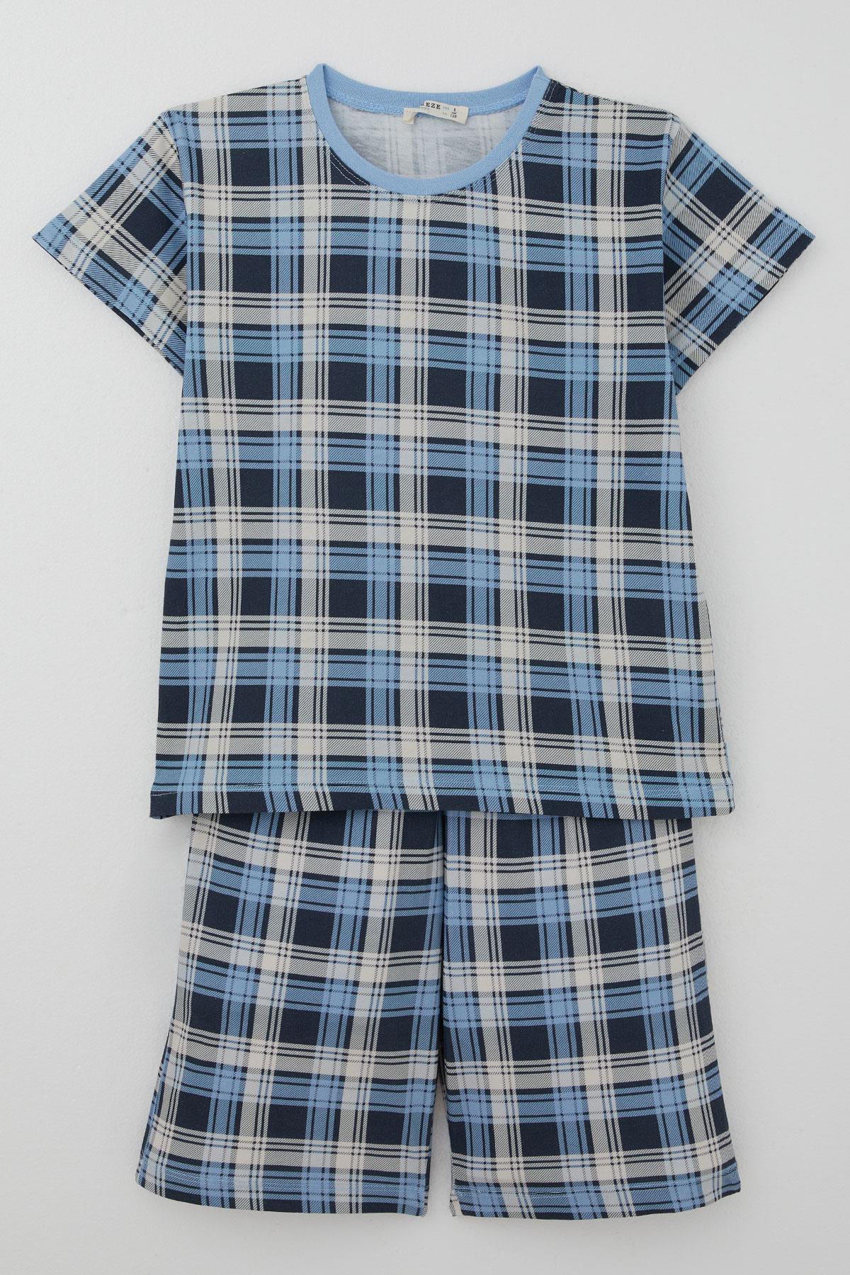 Breeze Erkek Çocuk Şortlu Pijama Takımı Ekose Desenli Karışık Renk (4-8 Yaş)