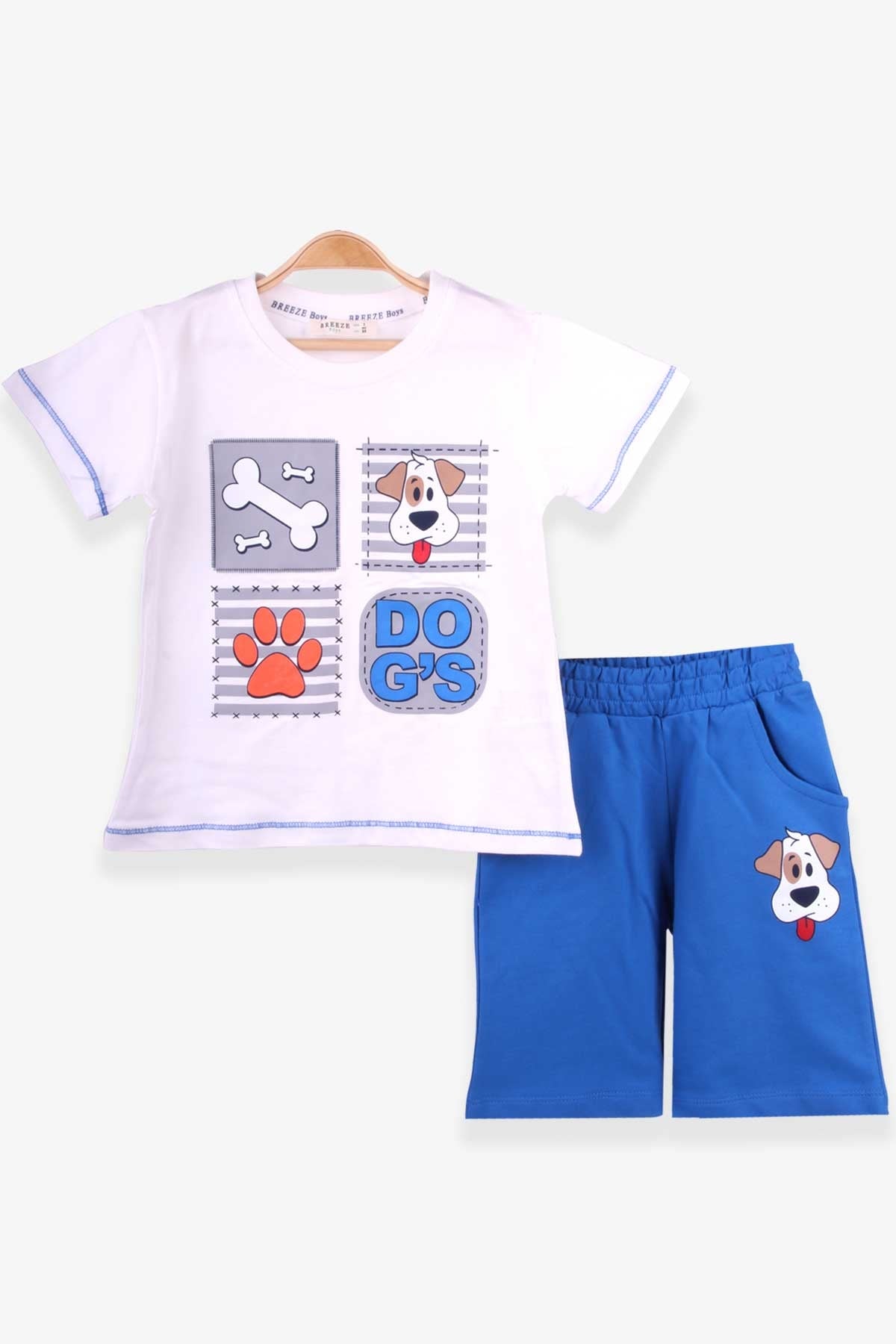 Breeze Erkek Çocuk Şortlu Takım Sevimli Köpekçik Ekru (1-4 Yaş)