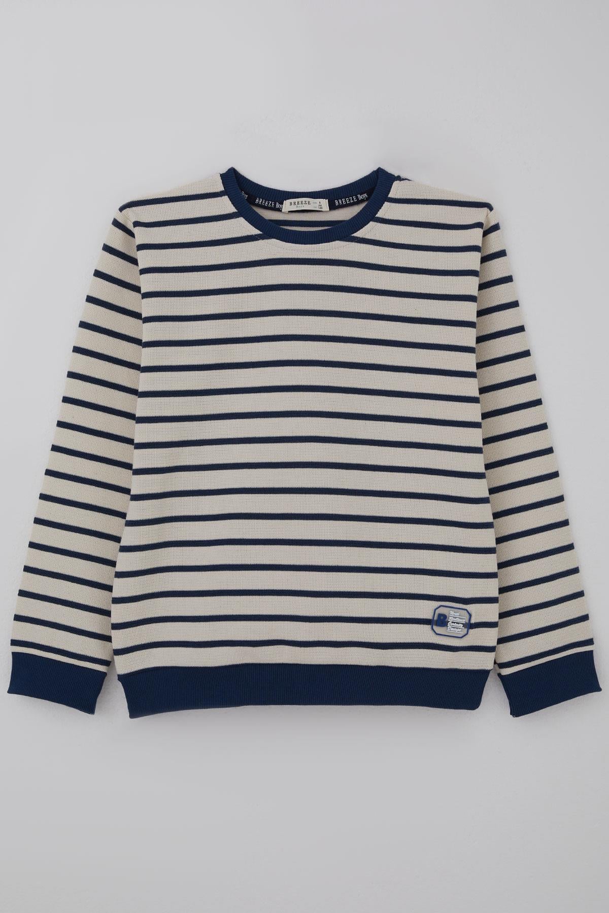 Breeze Erkek Çocuk Sweatshirt Arma Detaylı Ekru (4-10 Yaş)