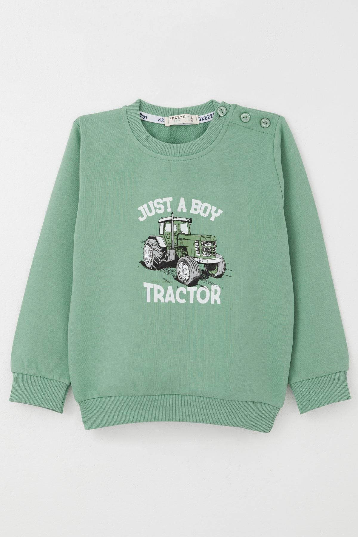 Breeze Erkek Çocuk Sweatshirt Çiftliğin Şimşeği Mint Yeşili (1.5-5 Yaş)