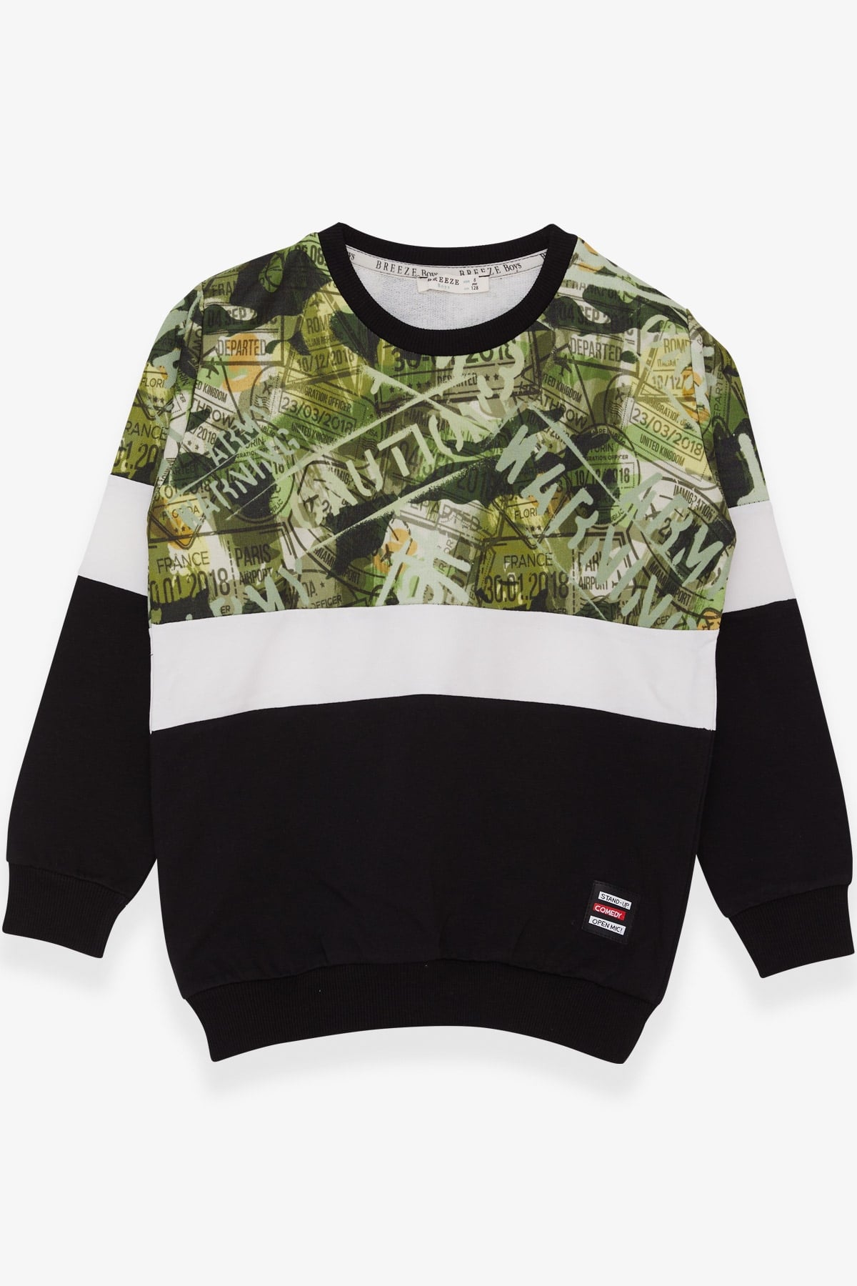 Breeze Erkek Çocuk Sweatshirt Desenli Siyah (6-12 Yaş)
