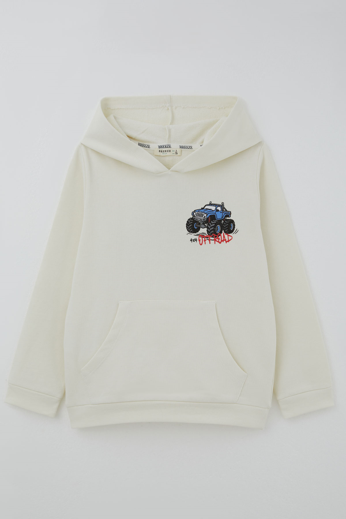 Breeze Erkek Çocuk Sweatshirt Macera Temalı Arazi Aracı Sırt Baskı Detaylı Ekru (4-8 Yaş)
