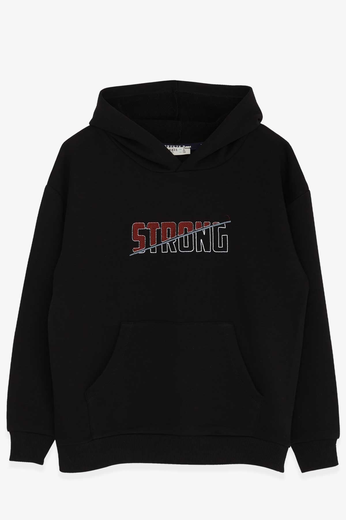 Breeze Erkek Çocuk Sweatshirt Nakışlı Yazı Baskılı Siyah (8-14 Yaş)