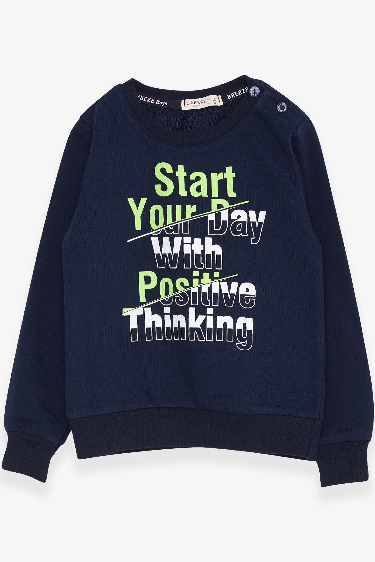 Breeze Erkek Çocuk Sweatshirt Yazı Baskılı Lacivert (2-6 Yaş)