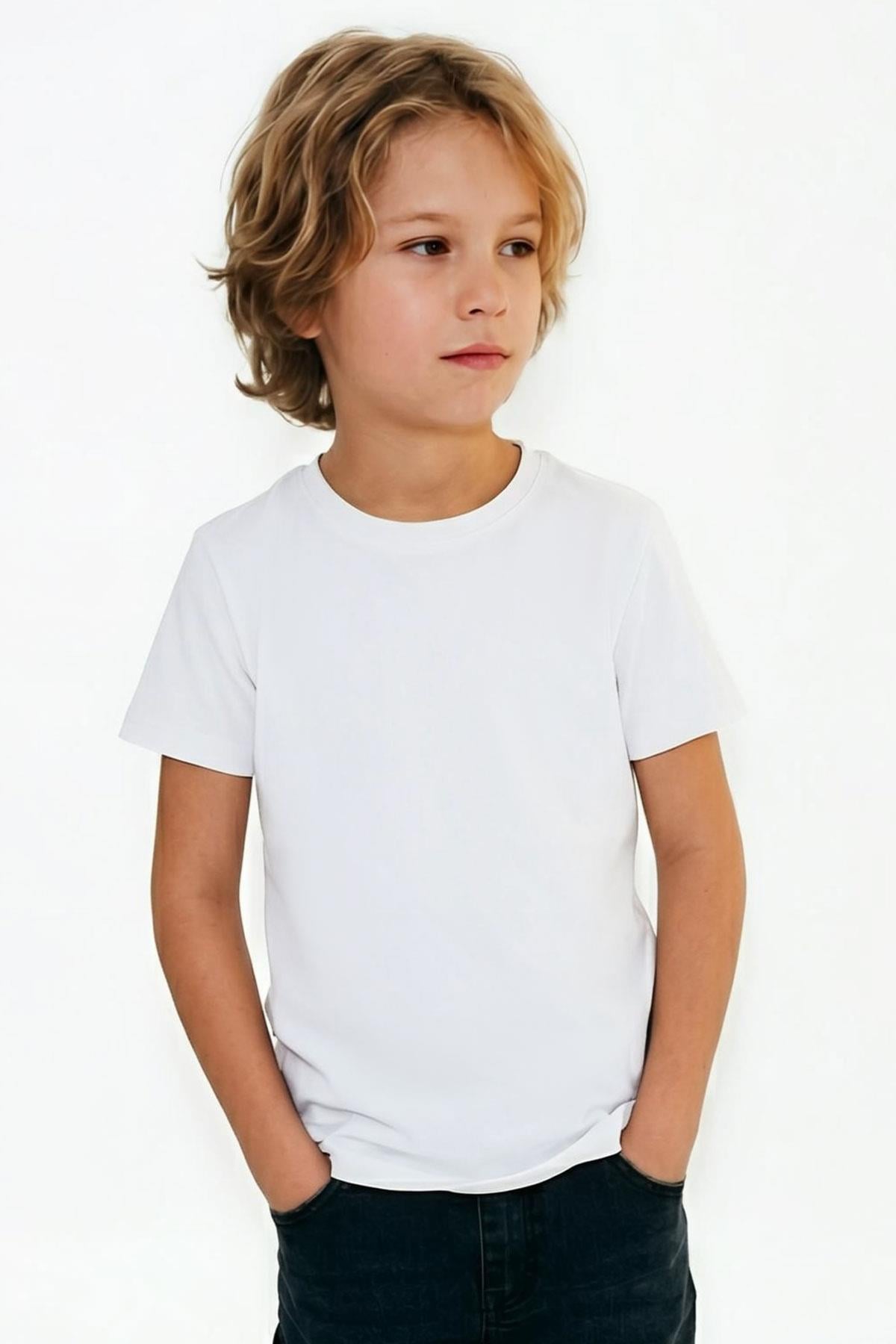 Breeze Erkek Çocuk Tişört Basic Beyaz (4-8 Yaş)