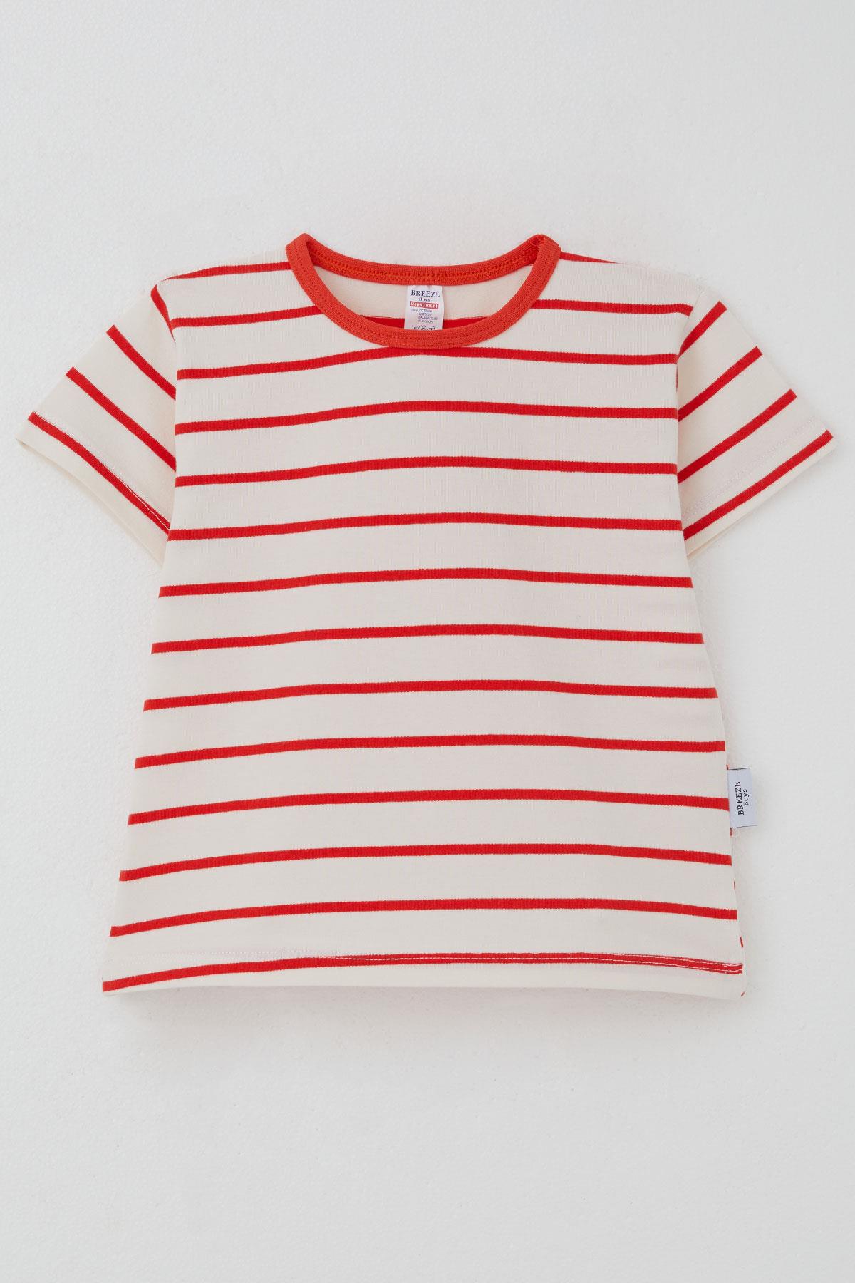Breeze Erkek Çocuk Tişört Çizgili Ekru (3-7 Yaş)